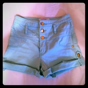 Blue High Waisted Shorts