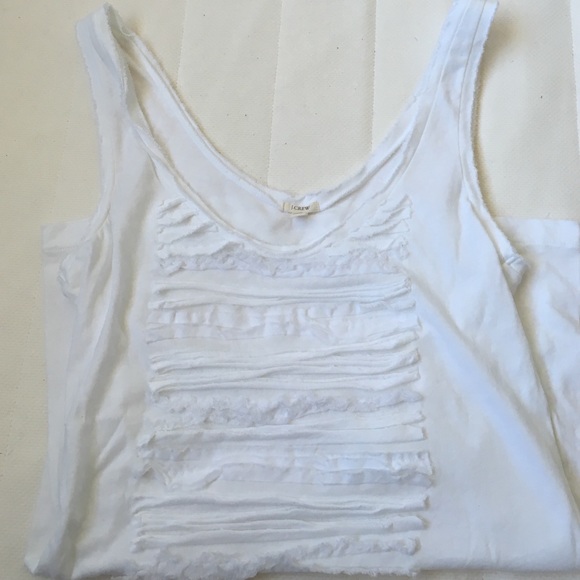 ❌SOLD❌ J. Crew White Ruffle Tank