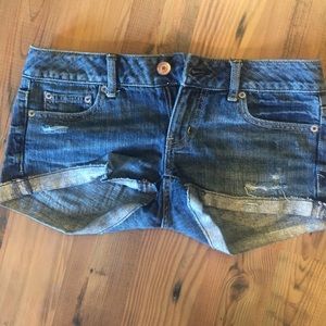 Denim shorts with sparkle trim
