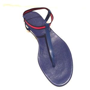 Flat blue Gucci leather sandals