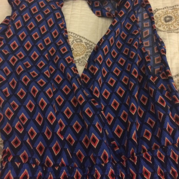 Bright blue jumpsuit - backless - Picture 2 of 4