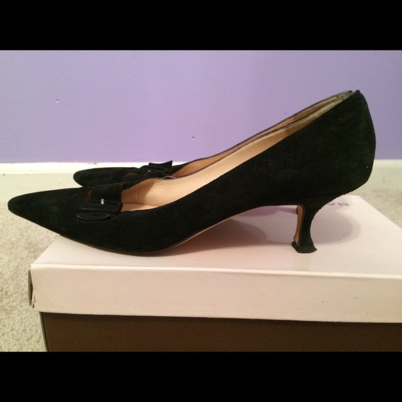 Manolo Blahnik black buckle pumps