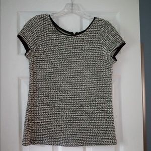 LOFT Black and White Tweed Tee