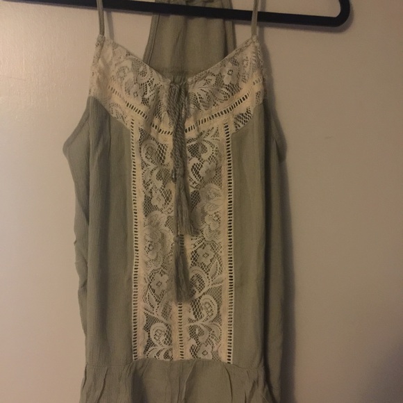 Boho slate lace tank