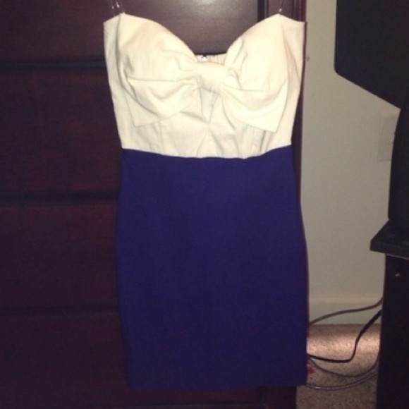 Blue Bow Bodycon Dress