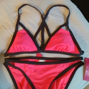 Pink and grey strappy sexy bikini NWT
