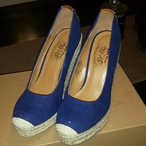 ALDO Blue Linen Wedges