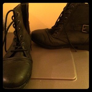 Black combat boots