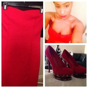 Red cocktail dress & pumps