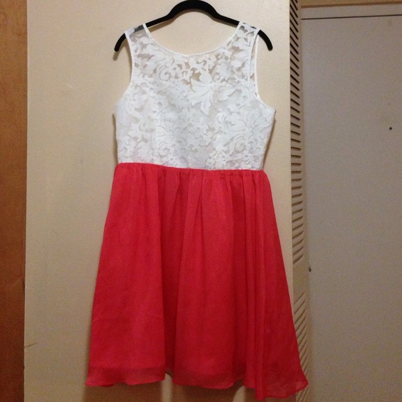 Dress with embroidered bodice and pink skirt