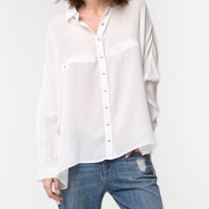 NWT Mango Boxy Chiffon Shirt