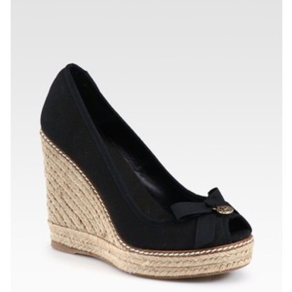 Tory Burch Shoes - Tory Burch Jackie Canvas Espadrille Wedge in Black
