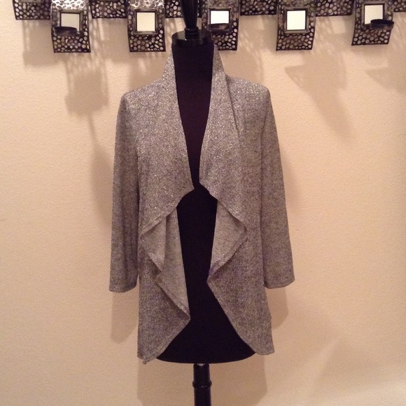 Metallic Silver Midi Cardigan (NWOT)