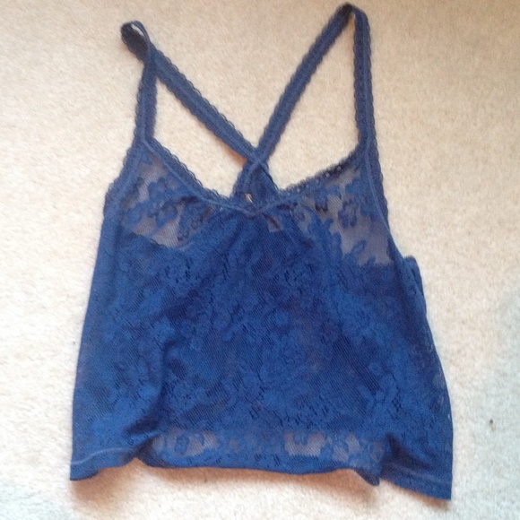 blue see-through crop top
