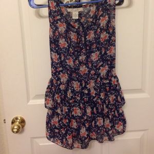 Frilly floral tank top.