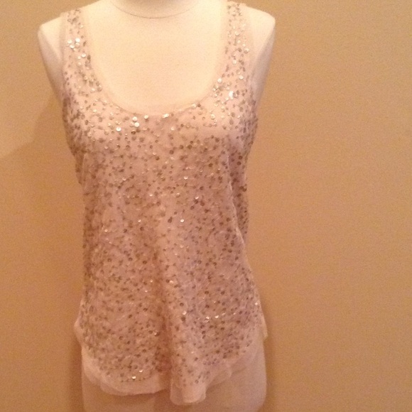 American Eagle Outfitters Tops - 🌞American Eagle Sequin Front Tank w Sheer Netting