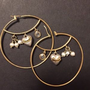 Gold Juicy Hoops with 3 interior charms