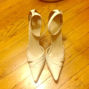 Max Azria BCBGirls white faux leather pumps,  8.5