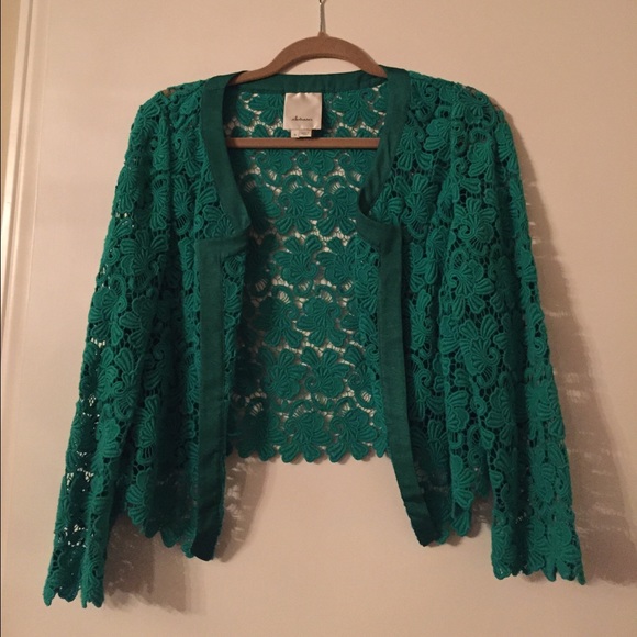Anthropologie Medium green cropped jacket