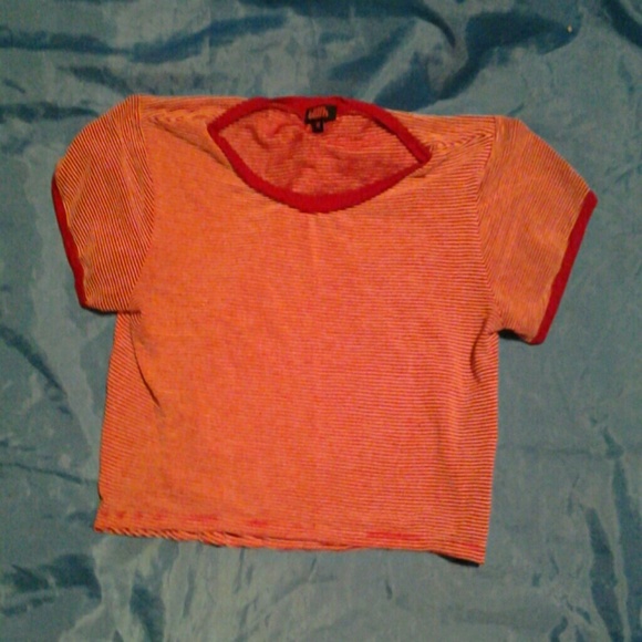 Striped red and white crop top