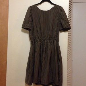 Vertical striped fit-and-flare dress