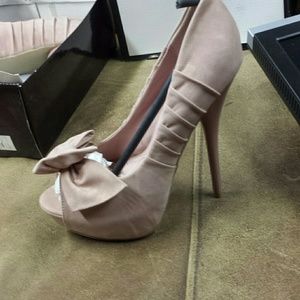 Rose pleated peekaboo toe heels