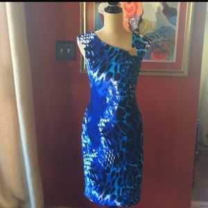 Blue leopard dress from Cache.