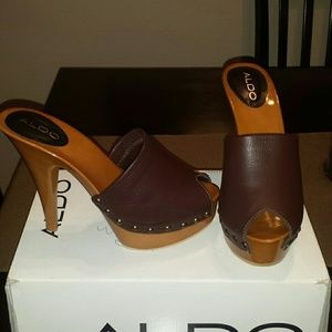 Aldo Brown Leather Wedges
