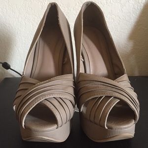 Gently Used Nude High Heels Peep Toe