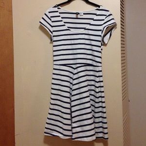 Navy and white striped dress