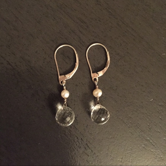 Petite pearl and crystal drop earrings