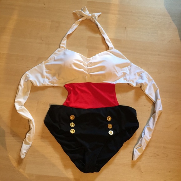 50's style "hey sailor" monokini