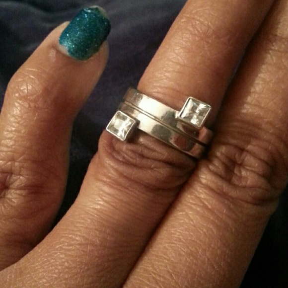 Sterling silver  ring with 2 CZ stones.