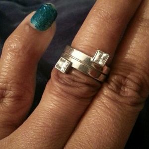 Sterling silver  ring with 2 CZ stones.