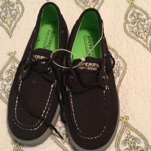 Brand New Black Sperry with Gray Bottom