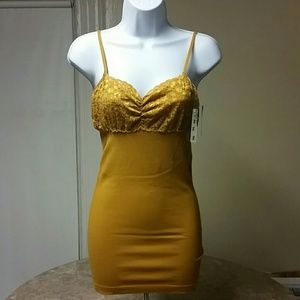 Long yellow/tan tank top.