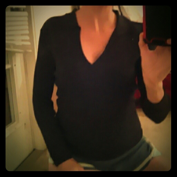 Brown long sleeve slit neckline collared top