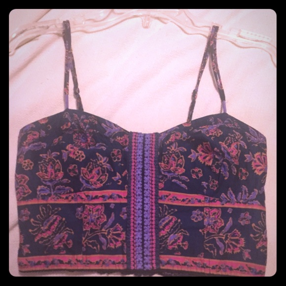 Navy Blue, Pink & Purple Crop Top