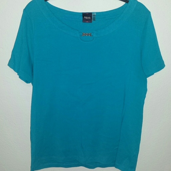 Blue green top with keyhole and gold hardware