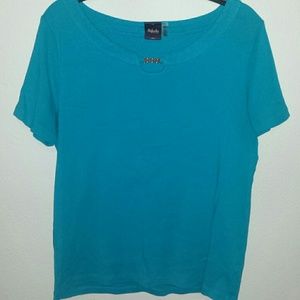 Blue green top with keyhole and gold hardware