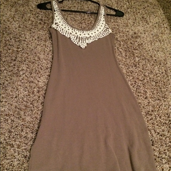 Brown detailed cotton summer dress