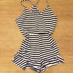 Brand new! Black and White Striped Romper!