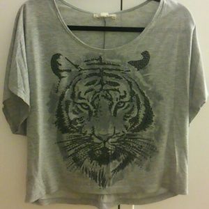 💓DONATING Forever 21 Grey Tiger Top