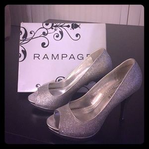 Rampage silver sparkle peep toe high heels