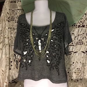 Top with Silver and Black Buterfly