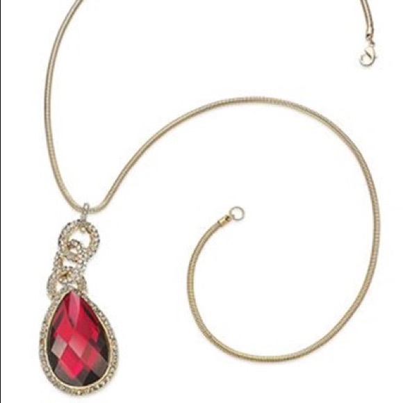 I.N.C Ruby Cabochon Teardrop Pendant Necklace