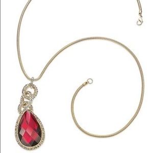I.N.C Ruby Cabochon Teardrop Pendant Necklace