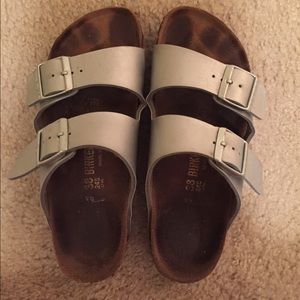 Metallic silver Birkenstocks