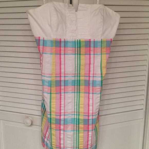 Plaid strapless dress
