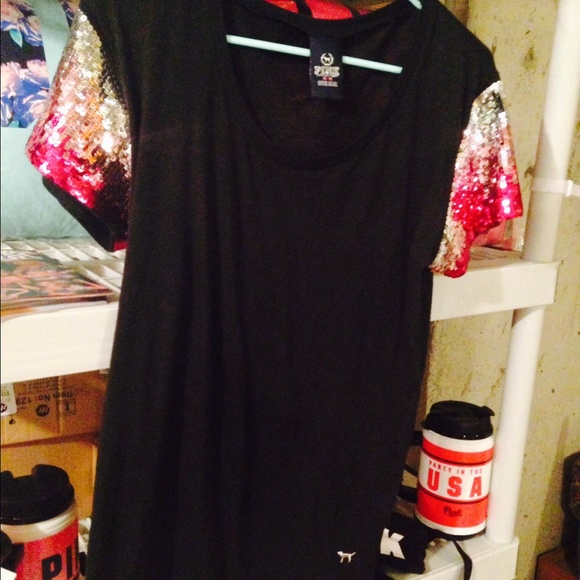 VS Pink Bling Ombré Sleeve Tee
